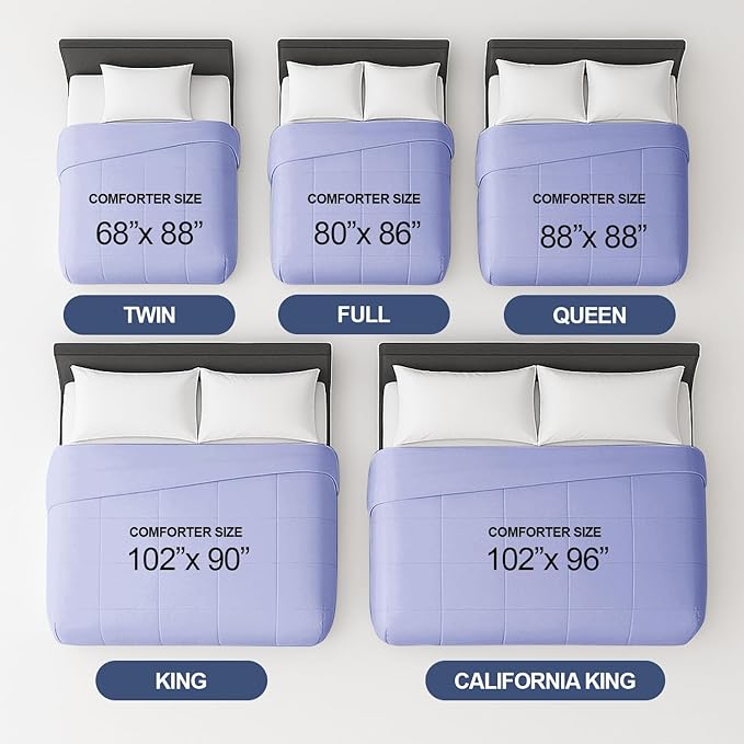 Full Size, Lavender Alternative Down Comforter - Warm, Lightweight & Breathable Hotel Quality Bedding Set for Men, Women, Kids & Teens - All Season Oversized Cooling Microfiber Duvet Insert Comforter