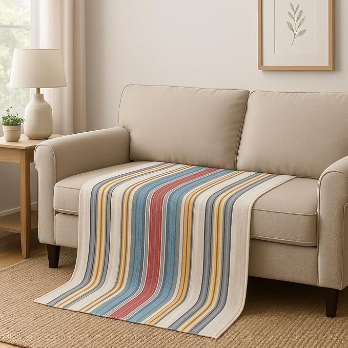 Alpaca Wool Throw Blanket, White and Colors, Queen (95" x 65") | Cozy, Ultra-Soft, Naturally Warm, Lightweight, Breathable