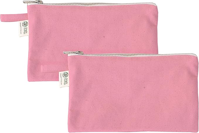 Simple Ecology Organic Cotton Canvas Zipper Toiletry, Cosmetic, Travel, Pencil Pouch - Pink