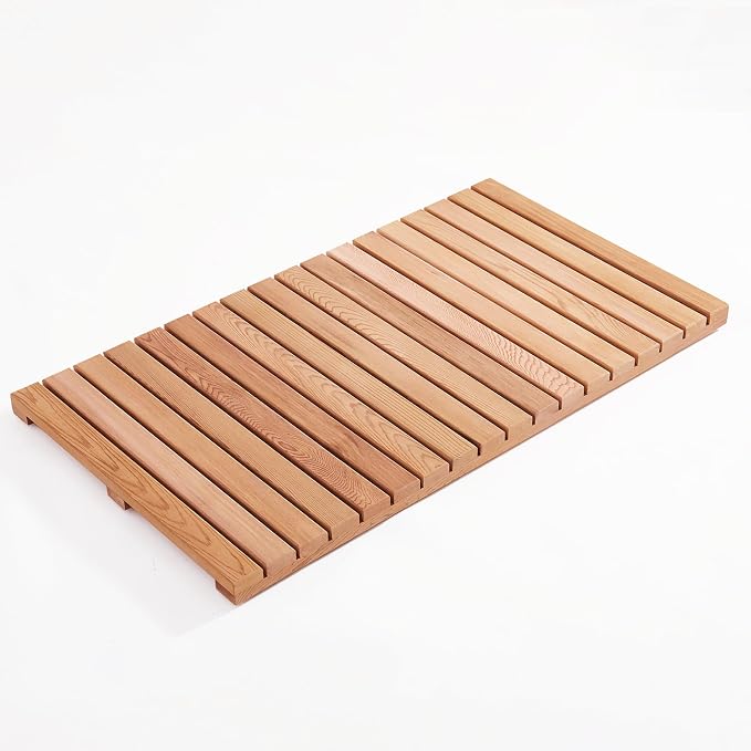 bingaai Cedar Wood Bath Mat 36"×20", Cedar Wooden Bath Mats, Wood Shower Stall Mat Non-Slip for Bathroom Bathtub Spa Sauna Garden Home, Wooden Floor Mat Large for Indoor and Outdoor
