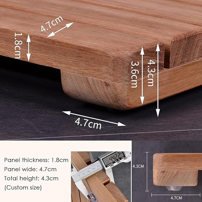 24 28 30 34 38 40 44 inch Teak Solid Wood Shower Floor Mat with Non-Slip Feet and Center Drainage Hole Large Bath Mat for Indoor Showers/Tile Floors(30x30cm/12x12in)