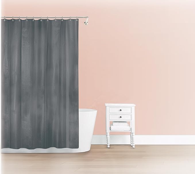 Splash Home PEVA 4 Gauge Motto Curtain Design, For Bathroom Shower and Bathtubs, Free of PVC, Chlorine and Chemical Smell, 100% Waterproof 70 x 72 Inch - Charcoal