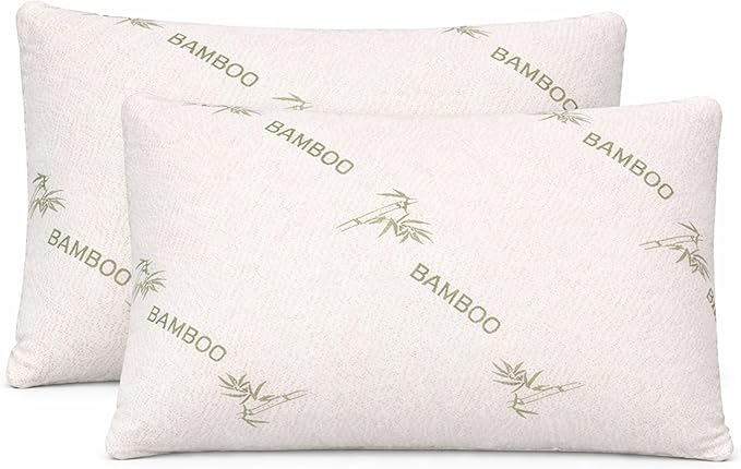 ORGANIC TEXTILES 100% Handmade Organic Shredded Latex Pillow with Cover - Bed Pillow, Head Support, Side Back Stomach Sleeper, Soft (Viscose Derived Bamboo Removable Cover, Travel, Pack of 2)