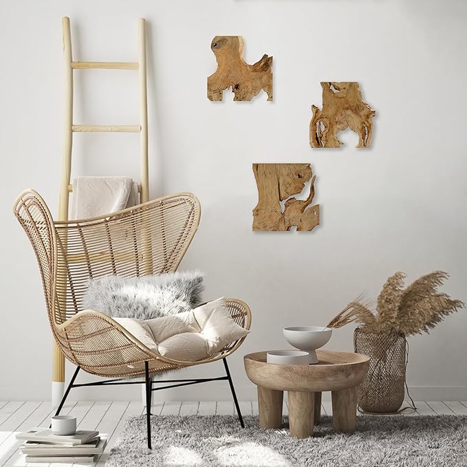 Natural Wood Wall Art - Handcrafted Rustic Decor, Frameless Design for Living Room, Bedroom, Kitchen, or Office - Unique Organic Charm for Your Home