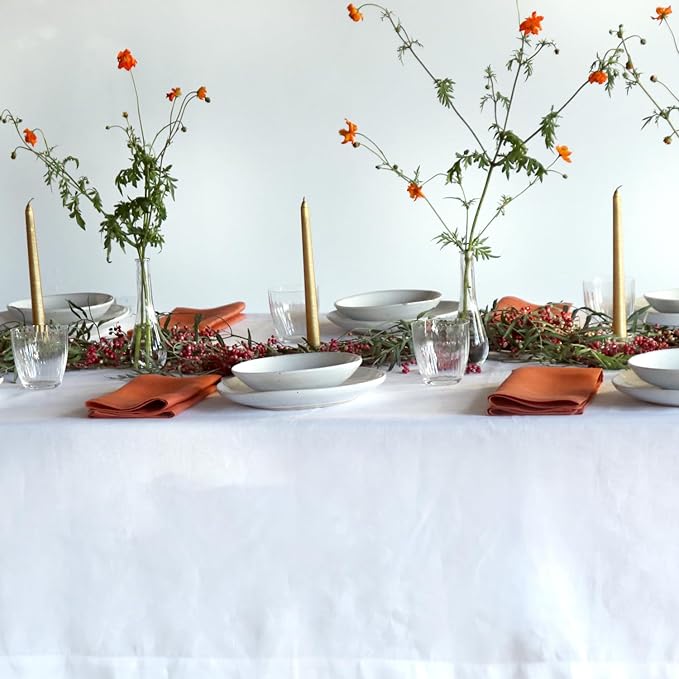 Huddleson Sienna Rust Orange Linen Napkin 20x20 (Set of Four) Luxury Italian Linen Napkin Sewn in US