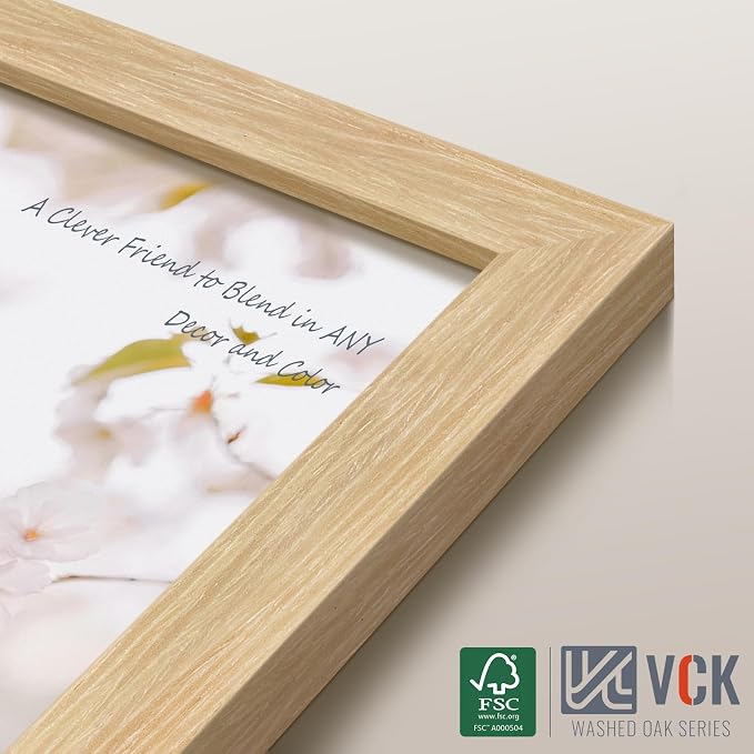 VCK 24x36 Poster Frame Set of 4 - Oak, Gallery-Quality Wood Picture Frames, 1.1-Inch Wide Border, Polished Plexiglass, Vertical or Horizontal Wall Display for Photo/Art/Prints, Natural Oak