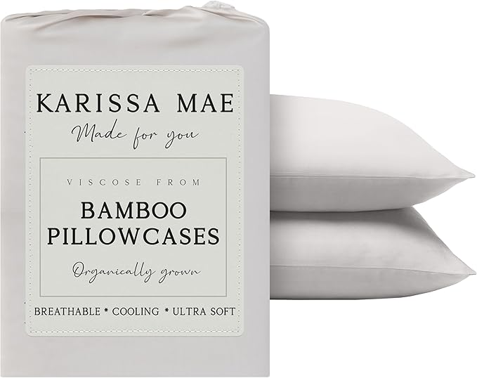 KARISSA MAE Pure Viscose from Bamboo King Size Pillowcase Set | 100% FSC Certified | Luxuriously Soft | Cooling | [Cream]