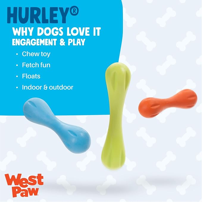 WEST PAW Zogoflex Hurley Dog Bone Chew Toy – Floatable Pet Toys for Aggressive Chewers, Catch, Fetch – Bright-Colored Bones for Dogs – Recyclable, Dishwasher-Safe, Non-Toxic, Small, Granny Smith