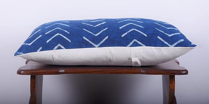 Trade Star Handmade Cushion Cover Decorative Spring Pillow Cover 100% Cotton Throw Pillow Case Indian Mudcloth Lumbar Pillows Ethnic Oblong Pillow Shams (Indigo Phoenix 14X22 INCHES)