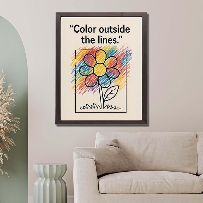InkFlow Posters Rainbow Flower Typography Poster - Fun Graphic Print for Kids Bedroom, Playroom, Nursery - Creative Motivational Decor - 16x20 Unframed Canvas Print