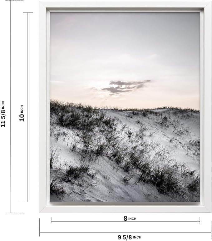 Monem Art Snowy Sand Dunes Landscape Print - Minimalist Winter Nature Poster - Wall Decor for Living Room, Bedroom or Office - 8x10 White Framed CANVAS Wall Art by Mareike Bohmer