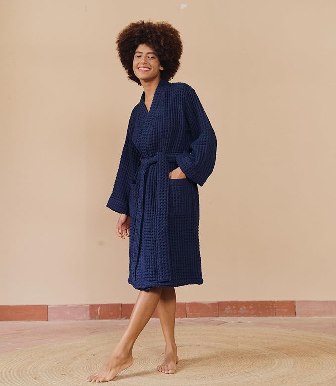 Luxury Organic Japanese Cotton Hotel & Spa Waffle Bathrobe for Men and Women (Hooded/Kimono)