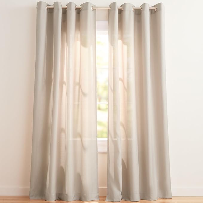 Exclusive Home Loha Linen Grommet Top Curtain Panel Pair, 54"x108", Beige