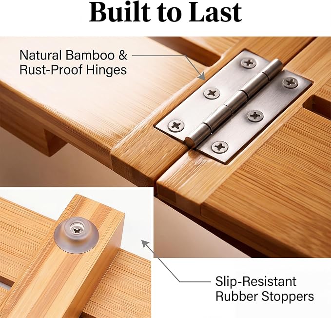 Bamboo Bath Mat for Bathroom Waterproof Foldable Shower Mat Non-Slip Quick Dry Bath Rug Heavy Duty Floor Mat for Shower Tub,Wood,L23.5''×W15.6''×H2''