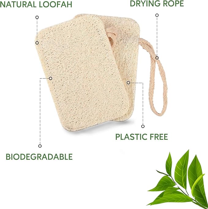 eplanita Natural Dishwashing Sponges (Pack of 6), Kitchen Eco Scrub Scourer, Natural Loofah Plant, Biodegradable and Zero Waste