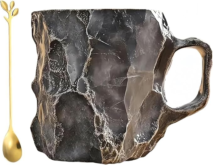 Mineral Crystal Coffee Mugs, Resin Imitating Natural Agate Appearance, Mineral Coffee Mug New Elegant Multi Colored, Durable and Dishwasher Safe for Daily Use & Gifting(Gray)
