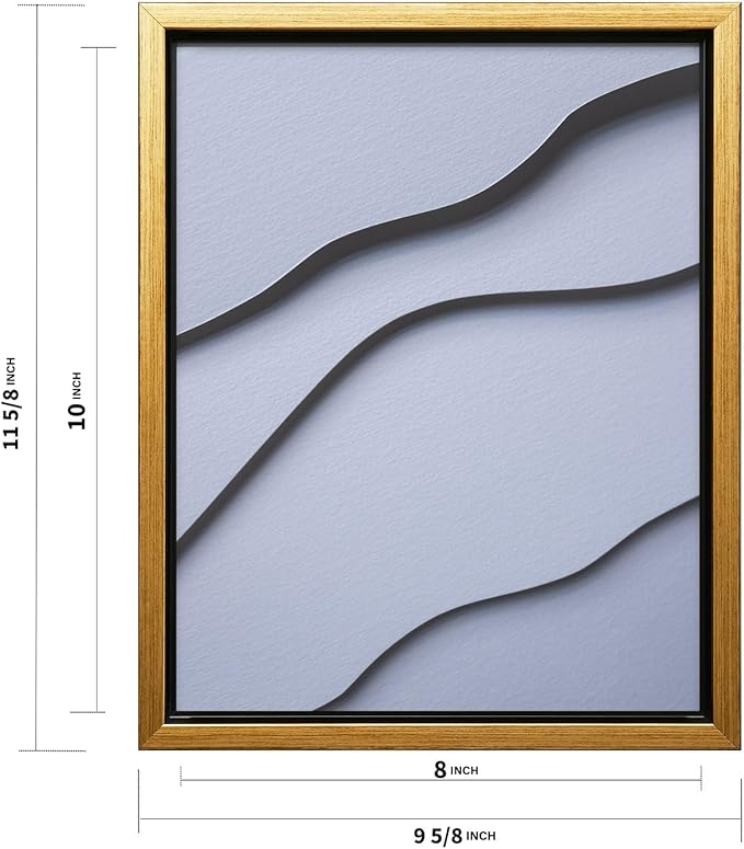 Monem Art Minimalist White Paper Waves Print - Abstract Scandinavian Texture Poster - Wall Decor for Living Room, Bedroom or Office - 8x10 Gold Framed CANVAS Wall Art by Mareike Bohmer
