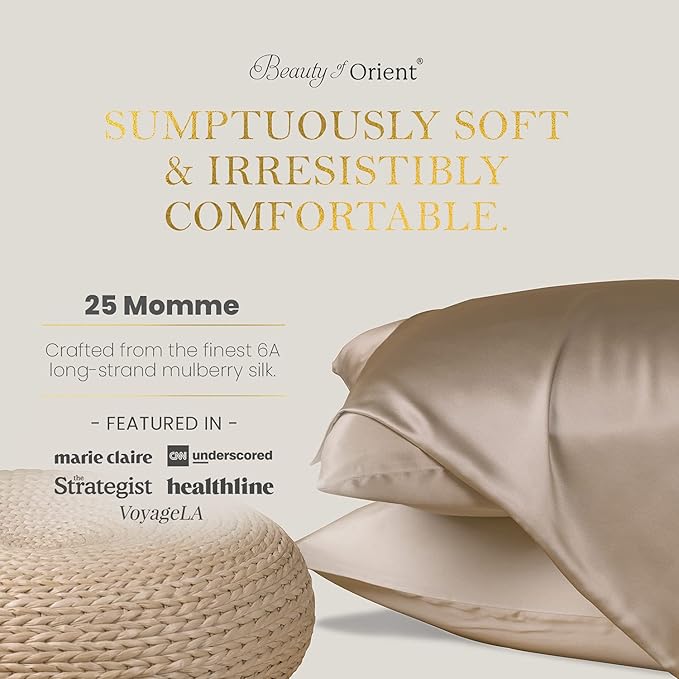 25 Momme Premium Mulberry Silk Pillowcase for Hair and Skin | Handcrafted Hypoallergenic & Anti-Acne Silk Pillow Cases with Zipper | King - 20" x 36", Frosty Blue