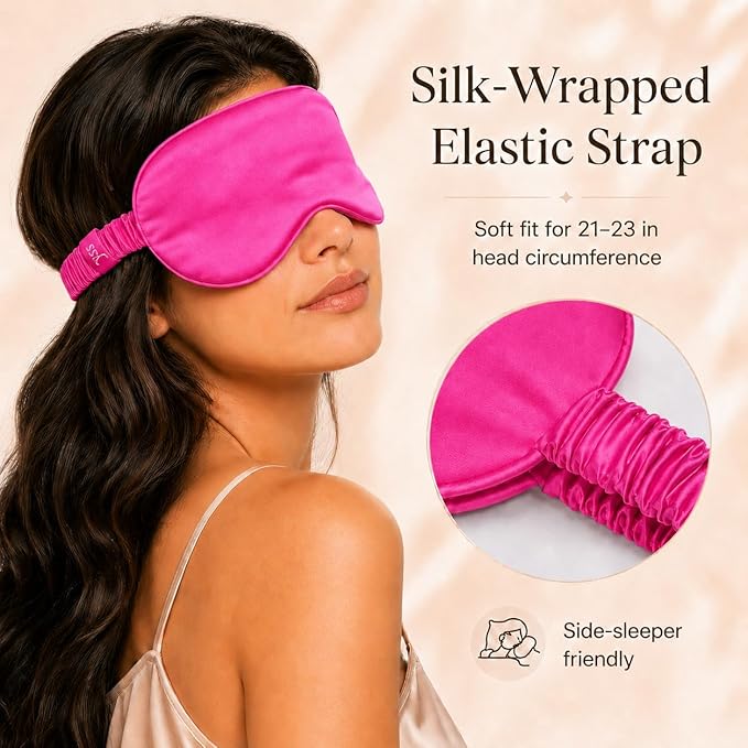 Silk Sleep Mask Light Blocking Luxury 100% Mulberry 19mm Silk Eye Mask Eye Cover Blindfold Ultra Soft Light & Comfy Anti Aging Skin Care with Travel Bag Gift Package
