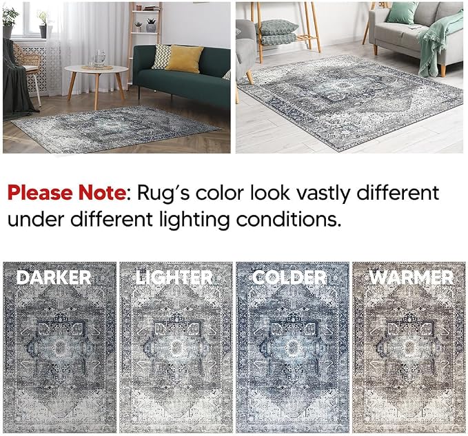 Keen Home Design 36"x60" Rug - Machine Washable Entry Rug with Non-Slip Backing, Ideal for Enteryway, Kitchen, Bathroom, Laundry Room - Vintage, Easy Clean, Durable, Low Pile - (3' x 5')