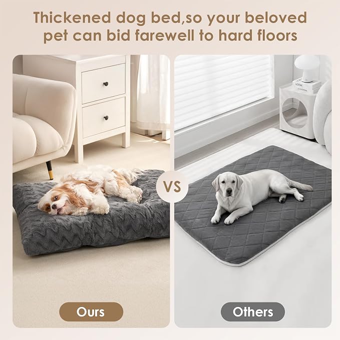 EHEYCIGA XXL Washable Dog Bed for Crate 47x29 Inch, Kennel Pad for Extra Large Dogs Up to 100 lbs, Plush and Comfy Pet Sleeping Mat, Charcoal