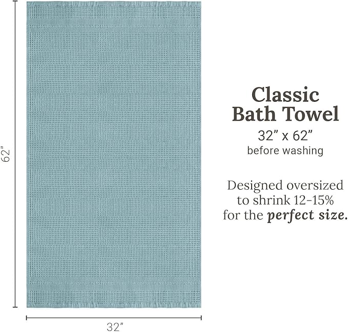 GILDEN TREE Waffle Towels for Bathroom, 100% Cotton Quick Dry Towel, Waffle Bath Towels Large, Absorbent Lightweight Travel Towel, Bath Towels Set of 2, Classic Style (Seafoam)