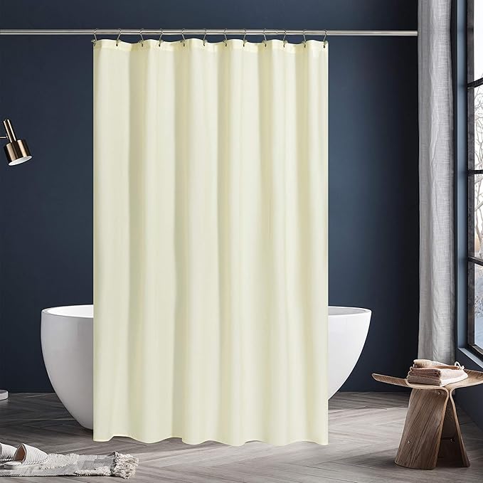 N&Y HOME Fabric Shower Curtain or Liner with Magnets - Cream Shower Curtain for Bathroom with Hotel Quality, Machine Washable - Sand, 72x72