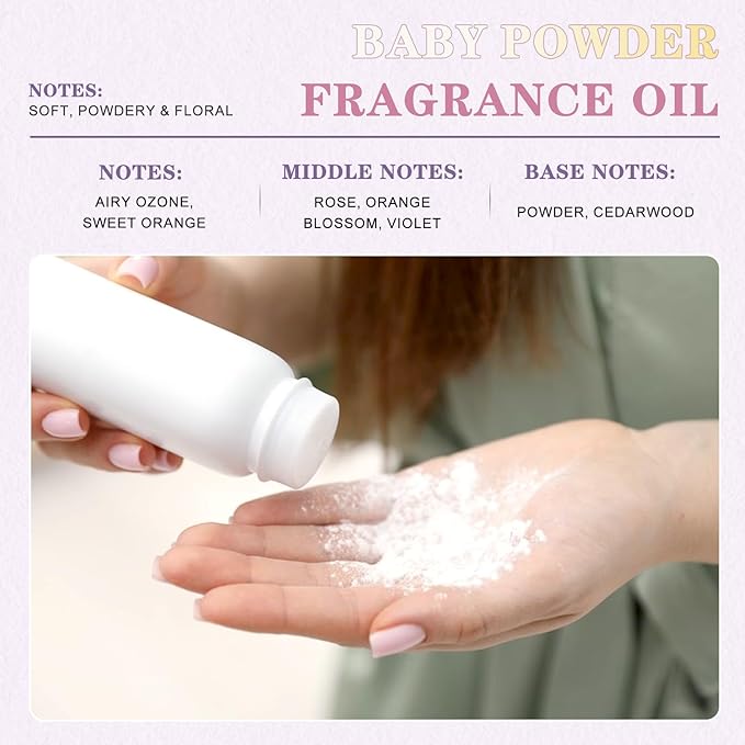EUQEE Baby Powder Fragrance Oil, 3.38 Fl oz/ 100ml Essential Oils for Diffuser for Home, Candle Making, DIY Soap with Glass Dropper