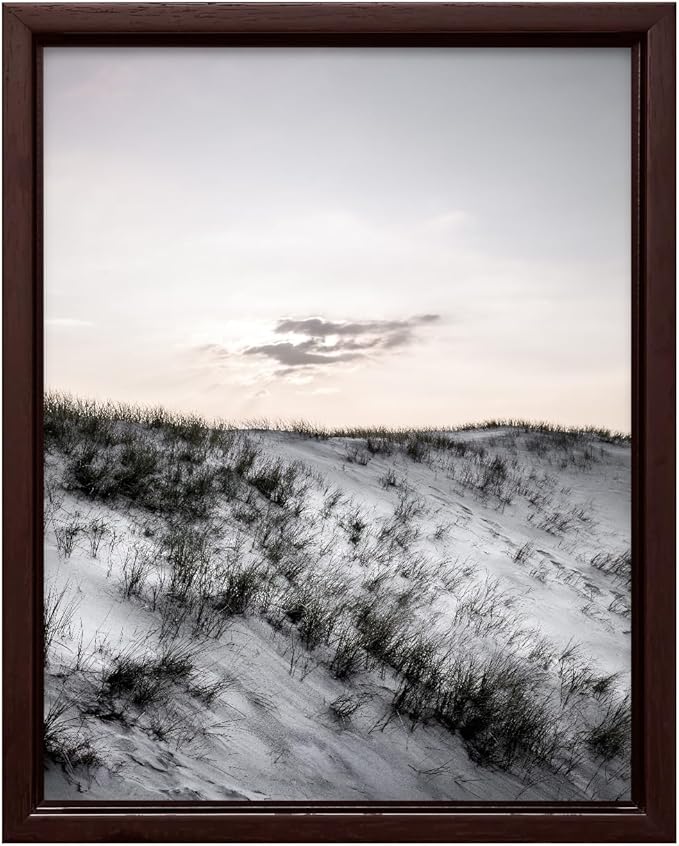 Monem Art Snowy Sand Dunes Landscape Print - Minimalist Winter Nature Poster - Wall Decor for Living Room, Bedroom or Office - 16x20 Brown Framed CANVAS Wall Art by Mareike Bohmer