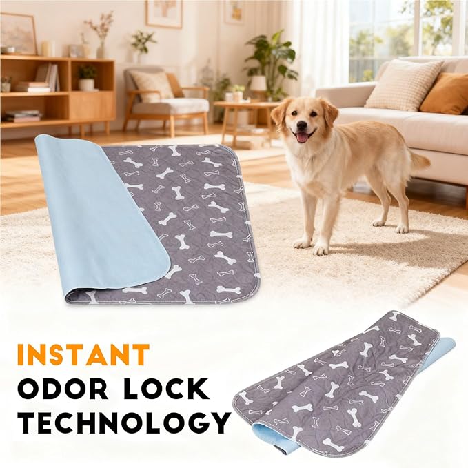 2PCS Puppy Pee Pads with Pheromones, Washable Puppy Training Pads for Dogs Reusable Puppy Potty Pads for Dogs and Cats(with Pet Hair Removal Gloves)