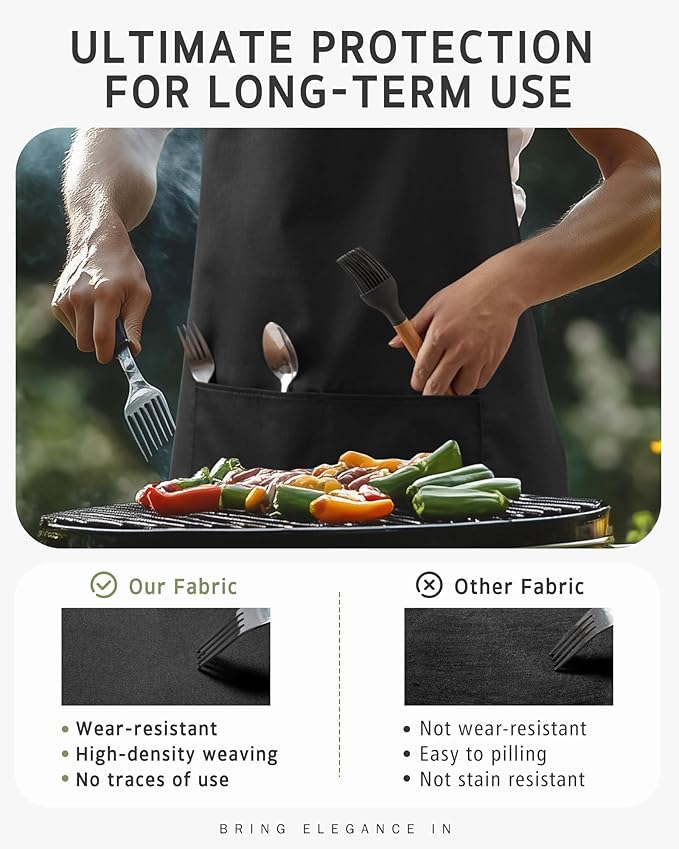 Syntus Chef Apron for Men Women Kitchen Cooking Apron with Pockets, Adjustable Bib Aprons Stain Resistant