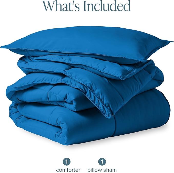 Bare Home Comforter Set - Twin/Twin Extra Long Size - Ultra-Soft - Goose Down Alternative - Premium 1800 Series - All Season Warmth (Twin/Twin XL, Medium Blue)