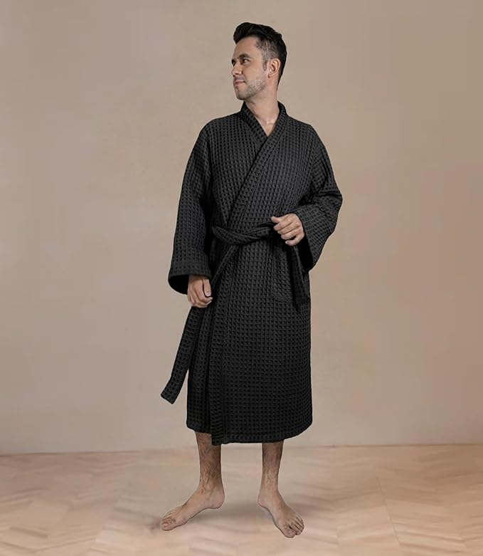 Luxury Organic Japanese Cotton Hotel & Spa Waffle Bathrobe for Men and Women (Hooded/Kimono)