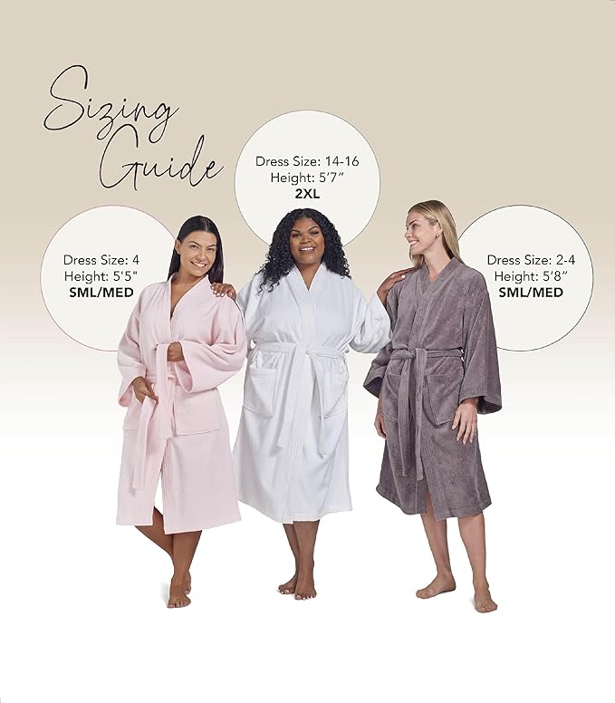 Womens Terry Cloth Bathrobe by Boca Terry, Cotton Spa Robes, Plush Hotel Bath Robe, M/L, 2X, 4X