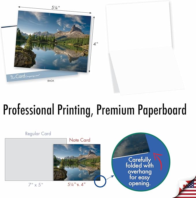 The Best Card Company - Box of 10 All Occasion Cards Blank (4 x 5.12 Inch) - Scenic Landscape Cards Assorted - Reflections M1728BN