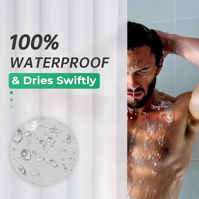 AmazerBath Plastic Small 36 x 72 Narrow Frosted , PEVA Cute Stall Shower Liner, Stand Up Shower Curtain Liners with 2 Clear Weights and 6 Grommet Holes