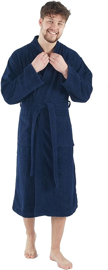 BAGNO MILANO Organic Men Bathrobe, GOTS Certified Organic Turkish Cotton Luxury Kimono Robe, Made in Turkey
