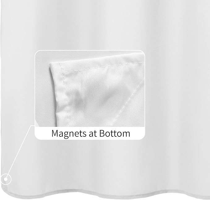 ALYVIA SPRING Stall Fabric Shower Curtain Liner Waterproof - 54" x 78", Soft & Lightweight Long Stall Size Shower Curtain with Magnets, Machine Washable - 54x78, White