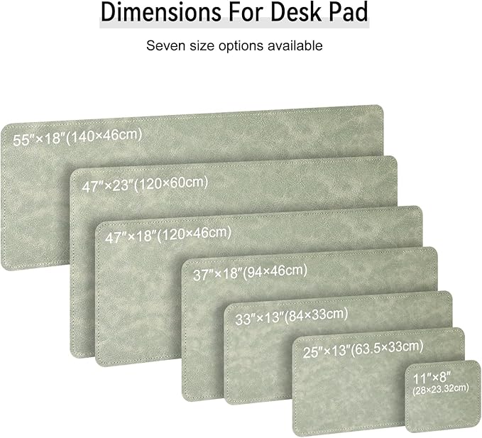 Imitation Crazy Horse Leather Desk Mat - Waterproof Desk Pad - Ideal for Large Mouse Pad and Desk Mats on Top of Desks (Light Green+White, 33"*13")