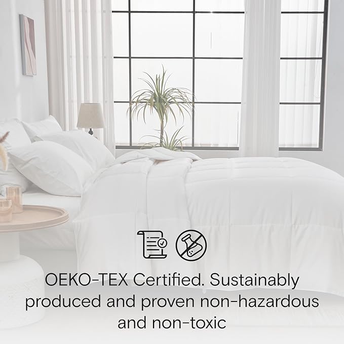 DOZ All Season Cooling Comforter, 100% Viscose Derived from Bamboo, Breathable, Lightweight, Soft, Down Alternative Duvet Insert, 8 Loops, 90"x90" (Full/Queen)