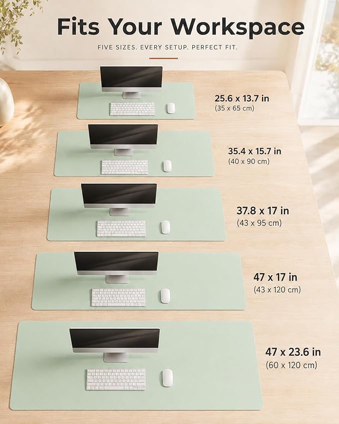 Aothia Cork Desk Mat - Dual-Sided Extra Large Desk Pad & Keyboard Mat, Long PU Leather Desk Protector, Waterproof Desktop Blotter (47" x 17", Aqua)