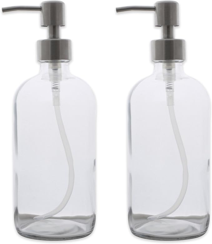 DII Kitchen Glass Bottle Jar Container, Clear Glass, 16oz