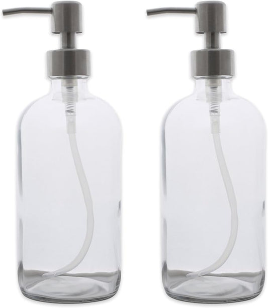 DII Kitchen Glass Bottle Jar Container, Clear Glass, 16oz