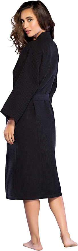 Turquaz Lightweight Long Waffle Kimono Spa Robe for Women