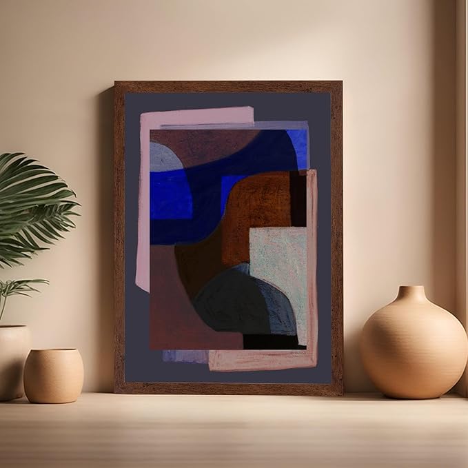 Monem Art Modern Geometric Abstract Print - Contemporary Minimalist Shapes Painting Poster - Wall Decor for Living Room, Bedroom or Office - 16x20 Brown Framed Wall Art by Mareike Bohmer