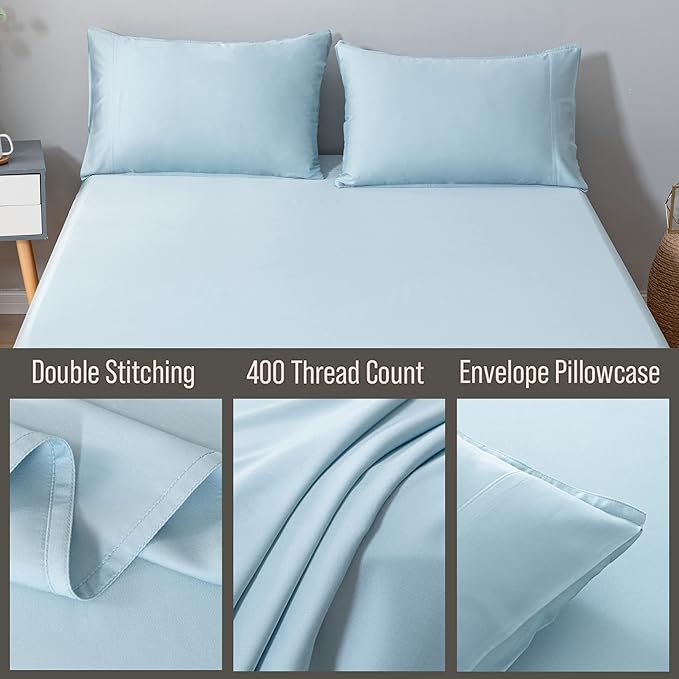 Bella Coterie | Luxury Bamboo Viscose Queen Size Pillowcase Set | 100% Organically Grown | Ultra Soft | Cooling | 2 Pcs [Coastal Blue]
