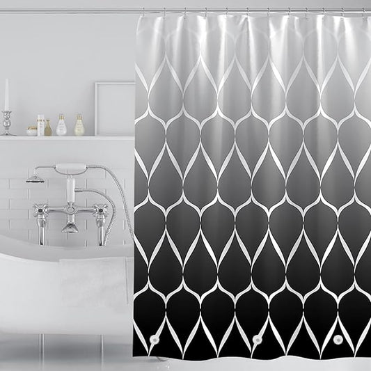 TIKABC Black Shower Curtain Liner, 4G PEVA Shower Liner, Plastic Peva Waterproof Shower Curtains, 72x72 inch with Grommet Holes 3 Magnetic Weights