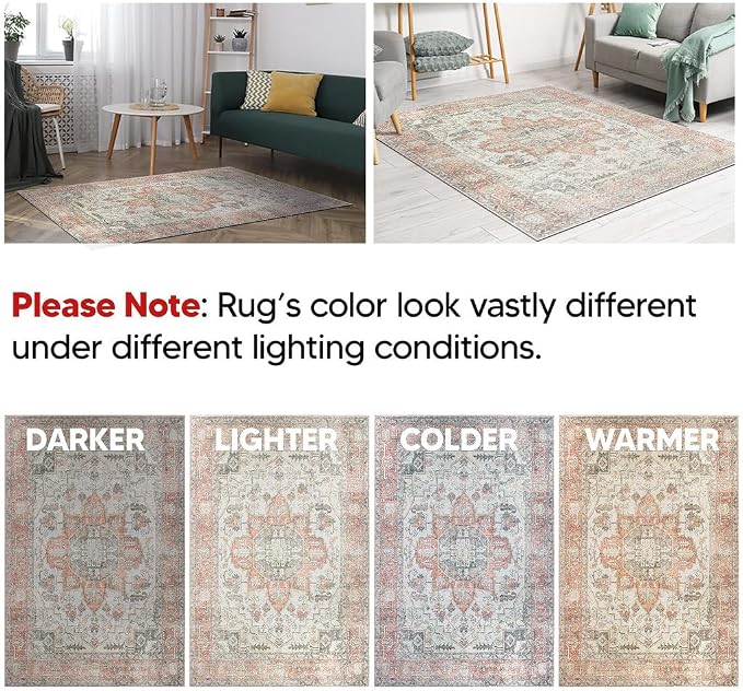 Keen Home Design 24"x36" Rug - Machine Washable Entry Rug with Non-Slip Backing, Ideal for Enteryway, Kitchen, Bathroom, Laundry Room - Vintage, Easy Clean, Durable, Low Pile - (2' x 3')