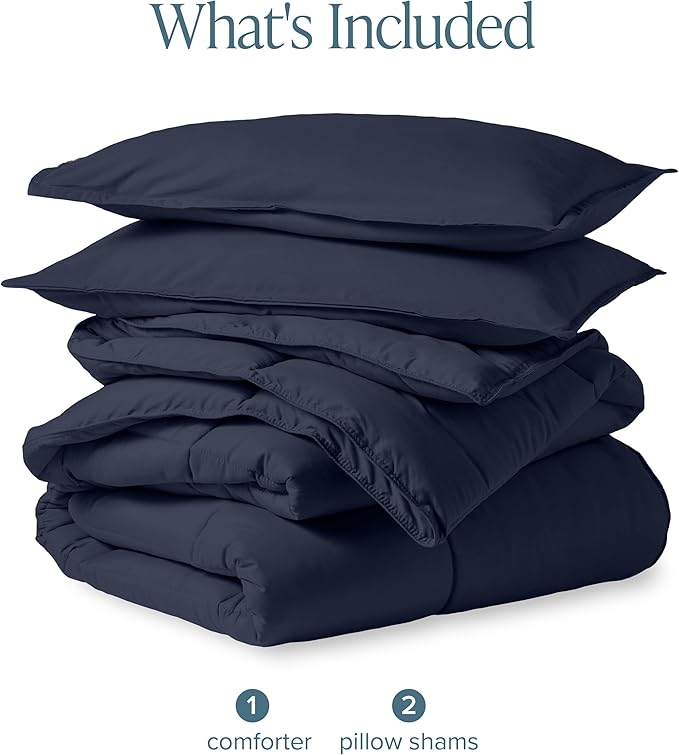 Bare Home Comforter Set - Oversized King Size - Ultra-Soft - Goose Down Alternative - Premium 1800 Series - All Season Warmth (Oversized King, Midnight Blue)
