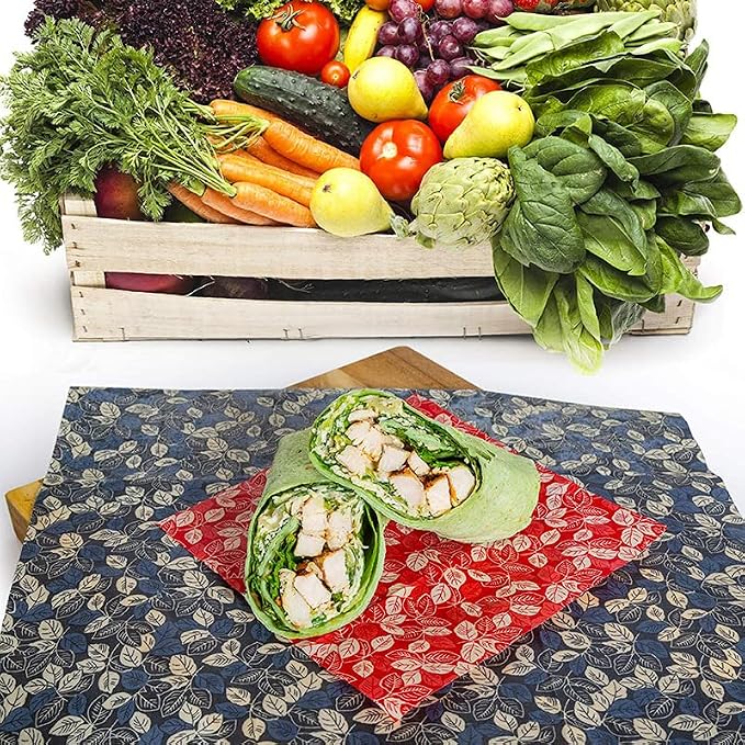 Zelten Beeswax Reusable Food Wraps - (3 Packs, 3 Sizes S,M,L) Plastic and Silicone Free, Eco-friendly Wrap, Wax Paper for Food,Cactus
